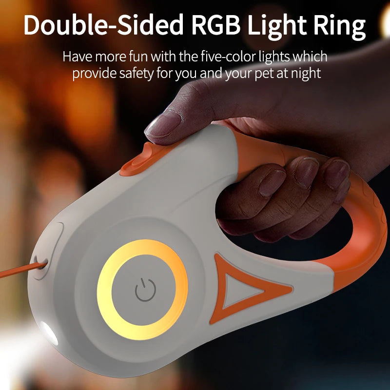 5M Automatic Retractable Dog Leash with LED Light for Enhanced Visibility - Stylish and Functional Flexi Lead for Dogs and Puppies